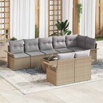 vidaXL Set de jardin 9 pièces avec des coussins en poly rotin noir.