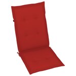 vidaXL Chaises de jardin lot de 4 avec coussins rouge Bois teck massif
