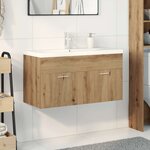vidaXL Meuble lavabo et bassin intégré chêne artisanal bois ingénierie