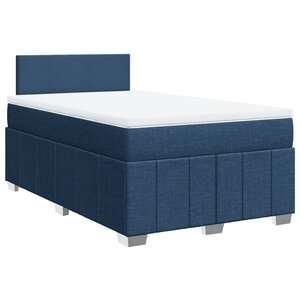 vidaXL Sommier à lattes de lit avec matelas bleu 120x190 cm tissu