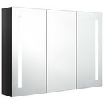 vidaXL Armoire de salle de bain à miroir LED 89x14x62 cm noir brillant