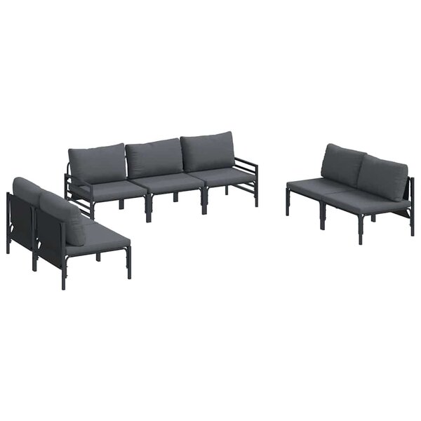 vidaXL Ensemble de canapé de jardin 7 Pièces Anthracite Acier