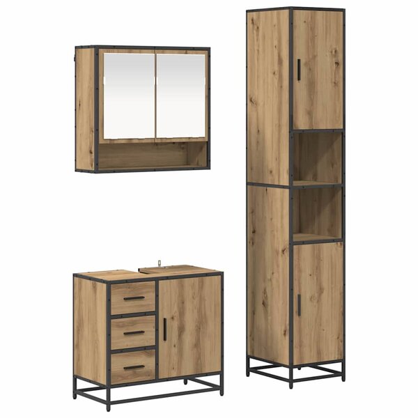 vidaXL Ensemble de mobilier de salle de bain 3 Pièces Chêne artisanal
