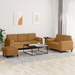 vidaXL Ensemble de canapés 3 Pièces avec coussins marron velours