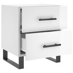 vidaXL Tables de chevet 2 Pièces blanc brillant 40x35x47 5 cm