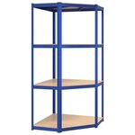 vidaXL Étagères à 4 niveaux 2 Pièces Bleu Acier et bois d'ingénierie
