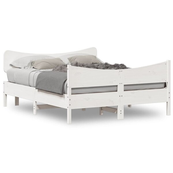 vidaXL Cadre de lit sans matelas blanc 150x200 cm bois de pin massif