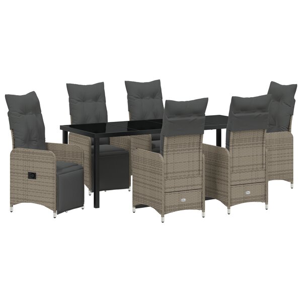 vidaXL Ensemble de 7 meubles de jardin avec coussins beige en rotin poly