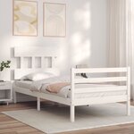 vidaXL Cadre de lit avec tête de lit blanc simple bois massif