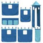 vidaXL Lit superposé sans matelas avec toboggan et rideaux 90x190 cm