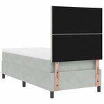 Lit à ressorts vidaXL avec matelas et lumière LED gris clair 90x200 cm en velours