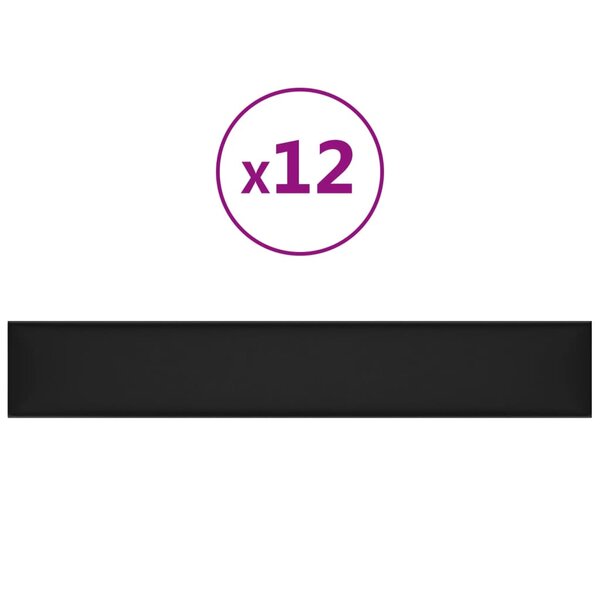 vidaXL Panneaux muraux 12 Pièces Noir 90x15 cm Similicuir 1 62 m²