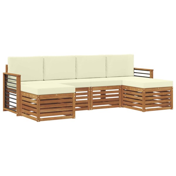 vidaXL Ensemble de canapés d'extérieur 6 pc Naturel et Crème