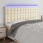 vidaXL Tête de lit à LED Crème 160x5x118/128 cm Similicuir