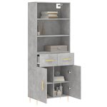 vidaXL Buffet haut Gris béton 69 5x34x180 cm Bois d'ingénierie