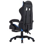 vidaXL Fauteuil de jeux vidéo avec repose-pied Bleu et noir Similicuir