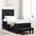 vidaXL Lit à Sommier avec Matelas et Banc Noir 100x200 cm Tissu