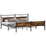 vidaXL Cadre de lit en métal sans matelas chêne fumé 193x201 cm
