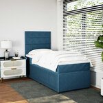vidaXL Sommier à lattes de lit avec matelas bleu 90x200 cm velours
