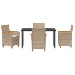 vidaXL Ensemble de Salle à Manger de Jardin de 5 pièces avec Coussins Beige en Rattani Poly