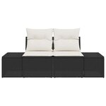 vidaXL Sofa de jardin 2 places avec rangement et coussins en rotin noir