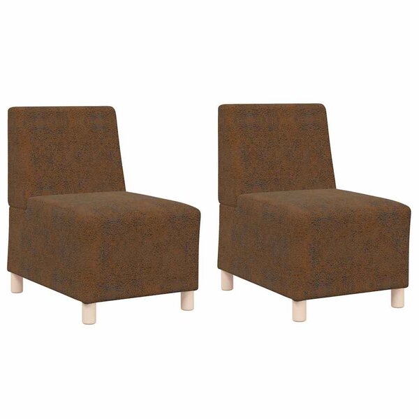 vidaXL Fauteuil 2 Pièces Marron 55 x 74 x 82 cm Cuir suédé faux