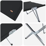 vidaXL Lits de camping pliants 2 Pièces avec sac de transport Noir Tissu Oxford 600D