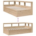 vidaXL Lit bibliothèque sans matelas 75x190 cm bois de pin massif
