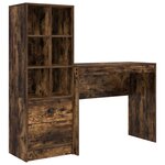 vidaXL Bureau avec tiroir avec étagère avec stockage 2 Pièces Chêne fumé