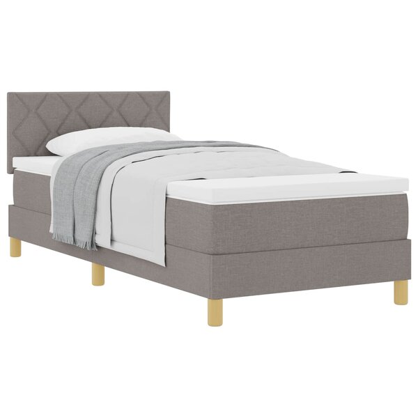 vidaXL Lit à ressorts avec coussin Taupe 90 x 200 cm tissu