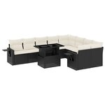 vidaXL Salon de jardin 10 Pièces avec coussins noir résine tressée