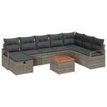Ensemble de canapés de jardin 9 pièces avec coussins gris en rattan synthétique