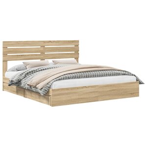 vidaXL Lit de Rangement Chêne Sonoma 180 x 200 cm Bois d'ingénierie