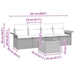 vidaXL Ensemble de Canapé de Jardin 5 pièces avec Coussins Noir Rattan Poly Acacia