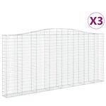 vidaXL Paniers à gabions arqués 3 Pièces 400x30x180/200 cm Fer galvanisé