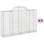vidaXL Paniers à gabions arqués 9 Pièces 200x30x120/140 cm Fer galvanisé