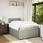 vidaXL Sommier à lattes de lit et matelas Gris clair 120x200cm Velours