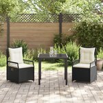 vidaXL Ensemble de salle à manger de jardin 3 pièces Noir Poly Rattan