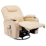 vidaXL Fauteuil à bascule de massage Crème Similicuir