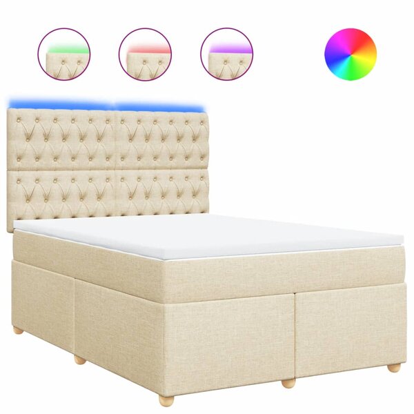 vidaXL Sommier à lattes de lit avec matelas Crème 160x200 cm Tissu