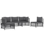 Salon de jardin meuble d'extérieur ensemble de mobilier avec coussins 5 pièces anthracite acier 02_0018298
