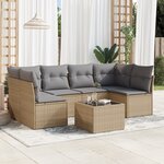 vidaXL Salon de jardin avec coussins 7 Pièces beige résine tressée