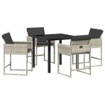 vidaXL Ensemble de salle à manger de jardin 5 pièces avec coussins gris clair en rattan poly