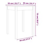 vidaXL Table à manger cire marron 55x55x75 cm bois massif de pin