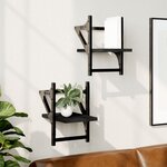 vidaXL Étagères murales avec barres 2 Pièces noir 20x25x30 cm