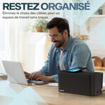 ACROPAQ Boite Cache Cable Cache multiprise - Avec multiprise intégrée  USB-C  USB-A  Boîte de Rangement pour Câble - Noir