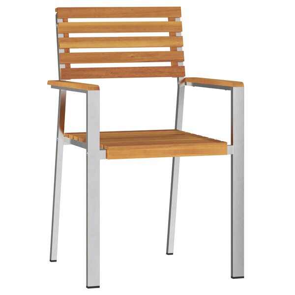 vidaXL Chaises de jardin empilables 2 Pièces en bois d'acacia et acier inoxydable