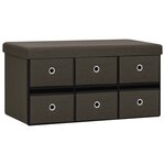Banc banquette de rangement pliable 76 x 38 x 38 cm faux lin marron foncé 02_0010960