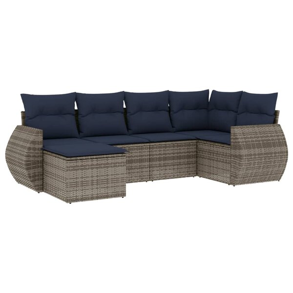 vidaXL Salon de jardin 6 Pièces avec coussins gris résine tressée