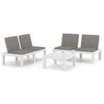 Salon de jardin meuble d'extérieur ensemble de mobilier 3 pièces avec coussins plastique blanc 02_0015986